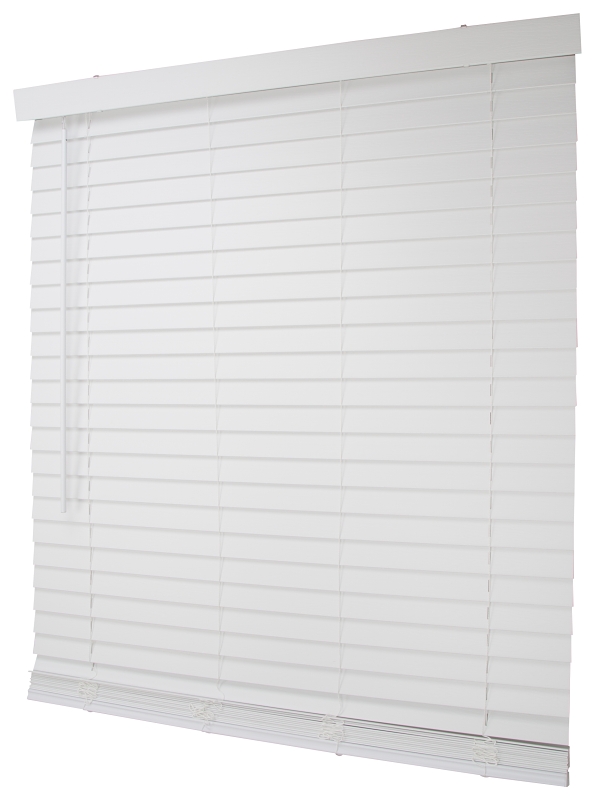 White Faux Wood Mini Blind – 64" x 39" Cordless Inside‑Mount Window Covering