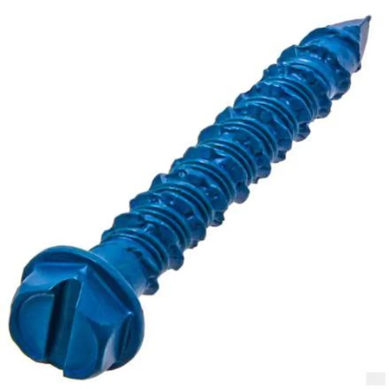 1/4-inch x 1-3/4-inch Climaseal Blue Slotted Hex Head Concrete Screw Anchors With Drill Bit – 100 pcs