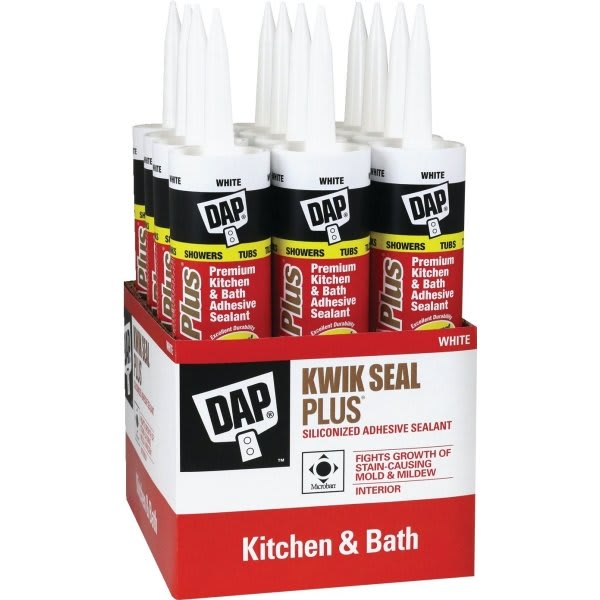 Dap 10.1 Oz. Kwik Seal Plus Kitchen And Bath Caulk (White) (12-Count)