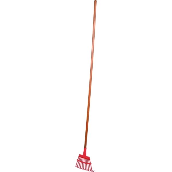Corona 8" Shrub Rake, Tempered Spring Steel Head, Fixed Tines, 54" Wood Handle