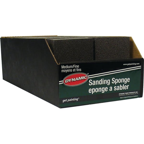 Dynamic Ag002600 Medium/Fine Sanding Sponge Display Box W/ Upc, Package Of 24