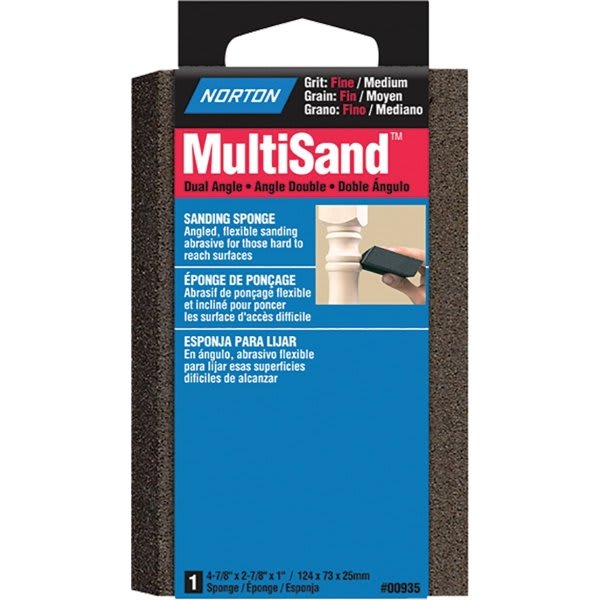 Norton 00935 4-7/8" X 2-7/8" X 1" F/M Dual Angle Multisand Sponge, Package Of 24