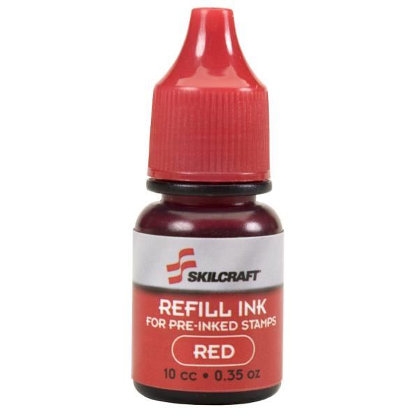 Skilcraft Accustamp Refill Ink, .35 Oz Bottle, Red