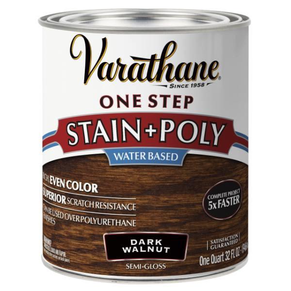 Varathane One Step Wood Stain And Polyurethane, Dark Walnut, 1 Qt, Case Of 2