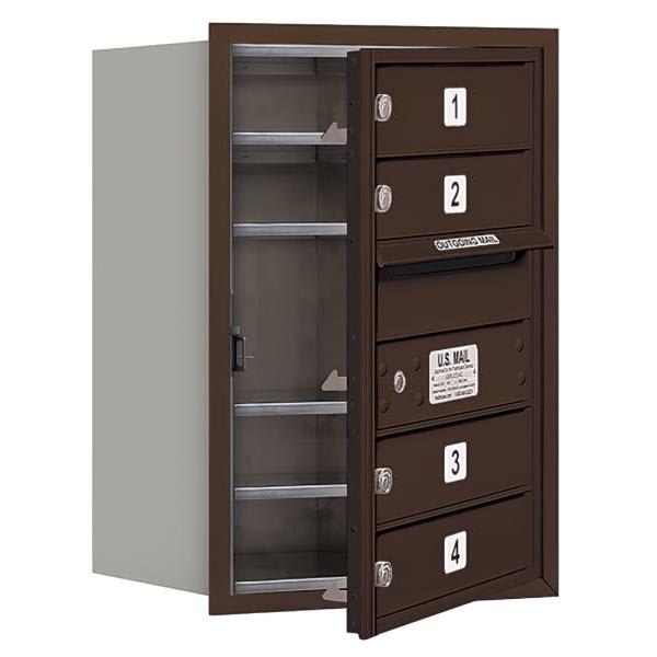 Salsbury Industries Recessed Mounted 4c Horizontal Mailbox, 4 Mb1 Doors, Bronze