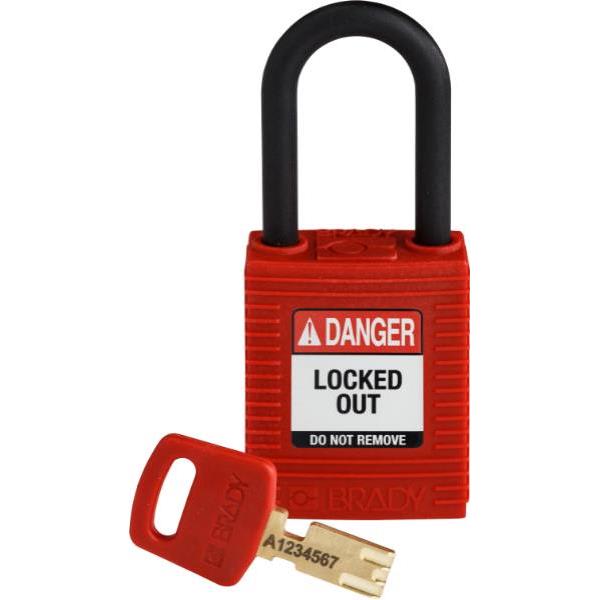 Brady Safekey 1.5 In Plastic Shackle Keyed Different Nylon Padlock (12-Pack) (Red)