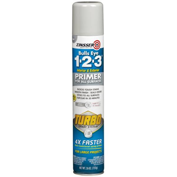 Zinsser 26 Ounces Bulls Eye 1-2-3 Turbo Spray Primer Sealer Flat Gray Case Of 6