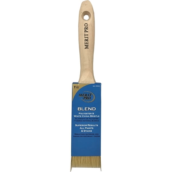 Merit Pro 00032 1-1/2" Blend White China Bristle Polyester Beavertail Brush