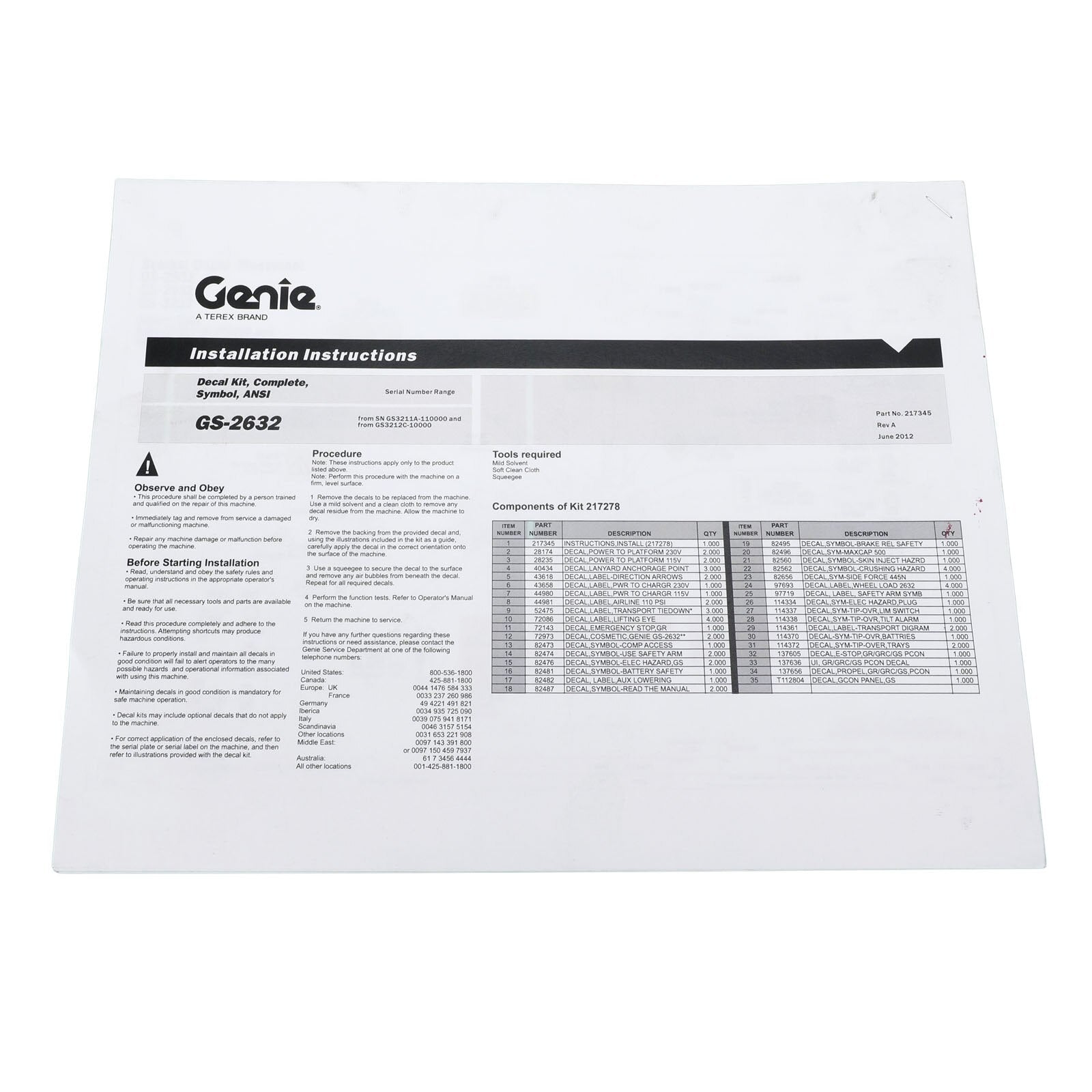 Genie Part # 217345GT – OEM Replacement Part