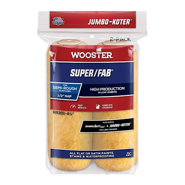 Wooster Jumbo-Koter™ Super/Fab 4-1/2" Mini Paint Rollers, Package Of 2