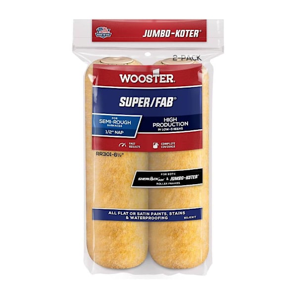Wooster Jumbo-Koter™ Super/Fab 6-1/2" Mini Paint Rollers, Package Of 2
