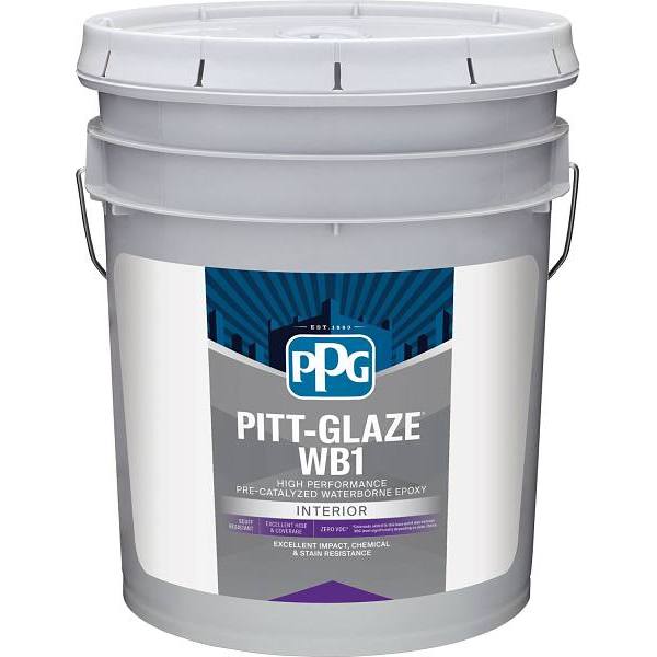 Ppg Architectural Finishes Pitt-Glaze Epoxy Eggshell Paint, White, 5 Gallon