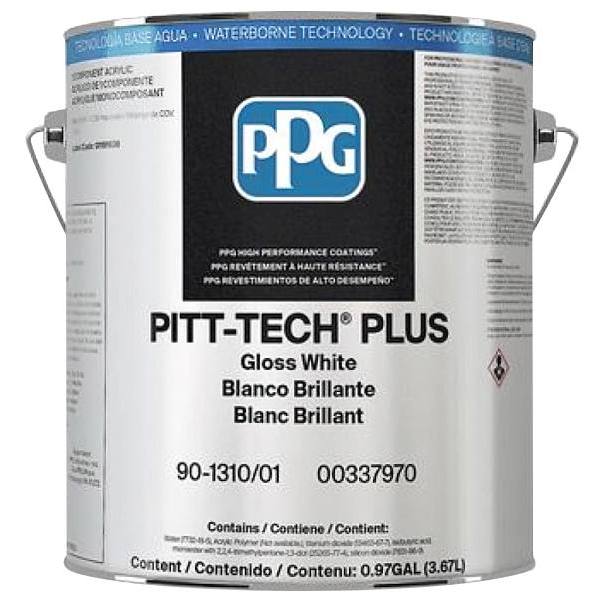 Ppg Architectural Finishes Pitt-Tech Plus Acrylic Satin Paint, White, 5 Gal