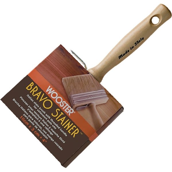 Wooster F5116 4" Bravo Stainer White China Bristle Stain Brush, Package Of 6