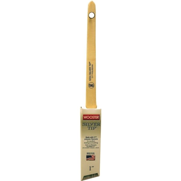 Wooster 5224 1" Silver Tip Thin Angle Sash Paint Brush, Package Of 6