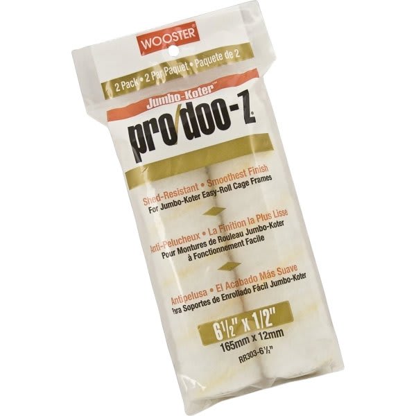 Wooster 6-1/2" Jumbo-Koter Pro/Doo-Z Mini Roller Cover, 1/2" Nap, Package Of 12