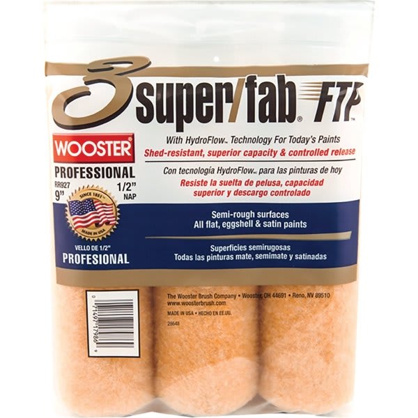 Wooster Rr927 9" Super/Fab FTP 1/2" Roller Cover, Package Of 30