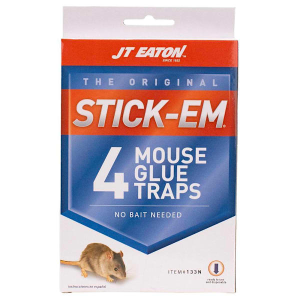 JT Eaton Stick-Em Mouse Glue Trap, Package Of 4