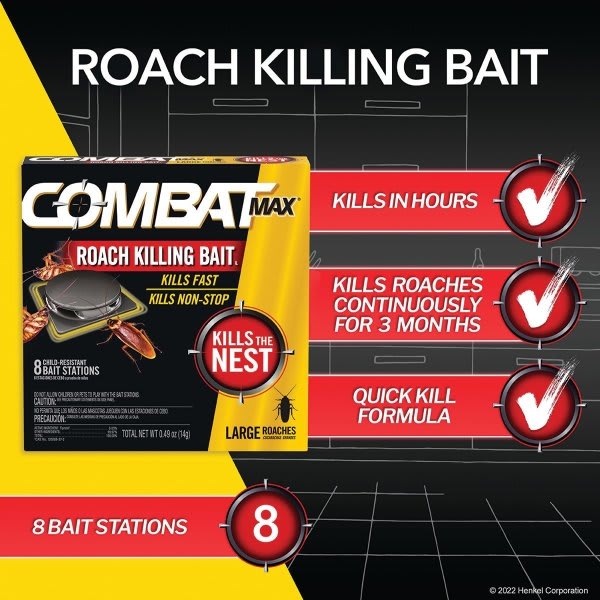 Combat Roach Killing Bait, For Large Roaches 12/8 Count