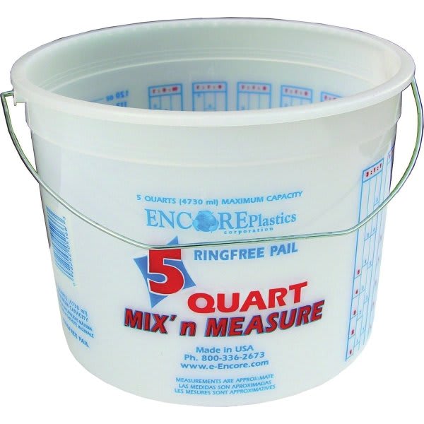 Encore 5 Qt Clearvue Ringfree Pail, Wire Handle, Graduations, Package Of 24