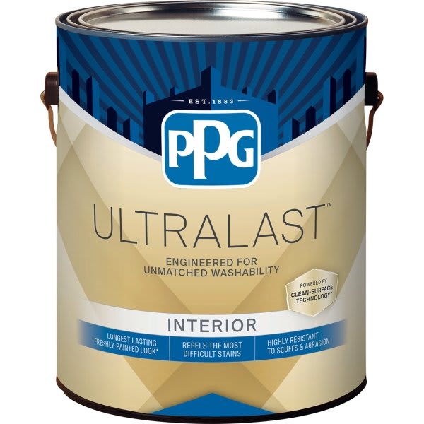 Ppg Ultralast Latex Paint And Primer, Interior, Semi Gloss, White, 5 Gallon