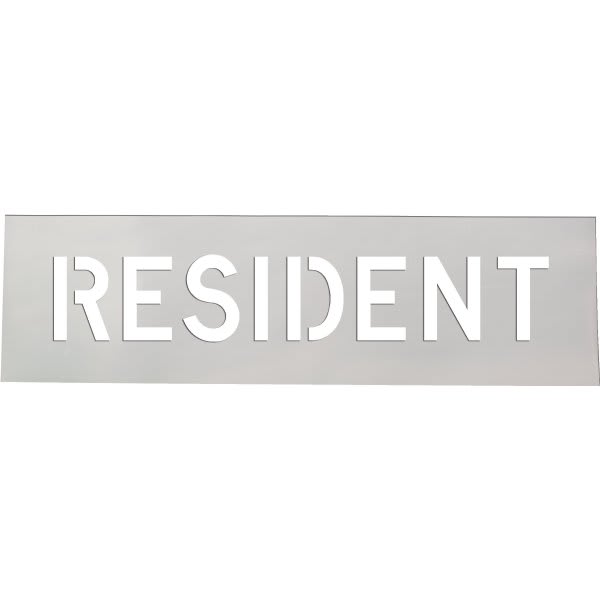 Stock Complete Word Parking Stencil - Resident, 4 In. Letters