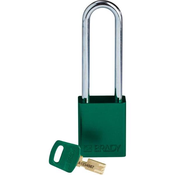 Brady Safekey 3 In Steel Shackle Keyed Different Aluminum Padlock (12-Pack) (Green)