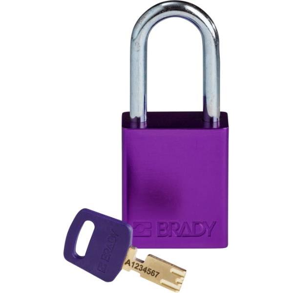 Brady Safekey 1.5 In Steel Shackle Keyed Different Aluminum Padlock (12-Pack) (Purple)