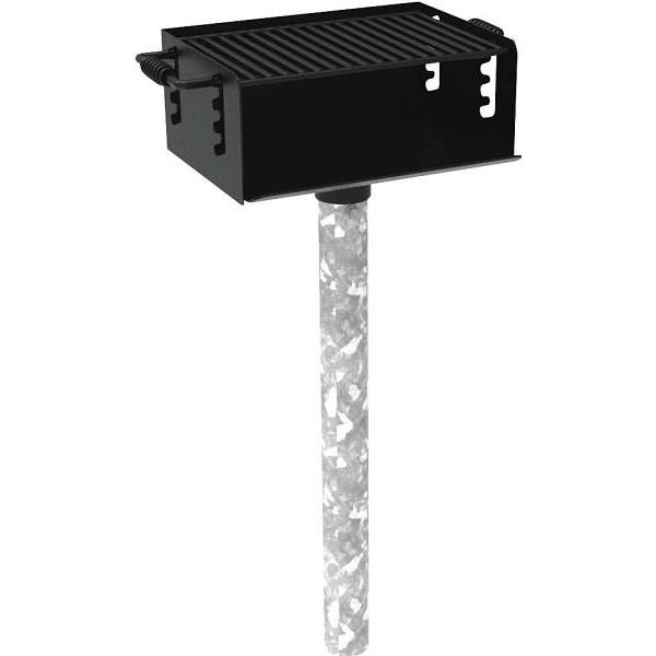 280 Sq. ADA Rotating Commercial Pedestal Grill W/ Ground-Mount Post (Black)
