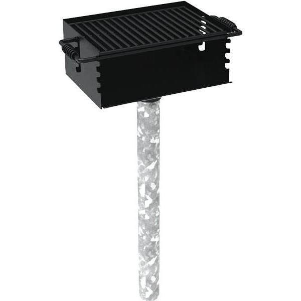 280 Sq. In. Cooking Area Commercial Pedestal Grill W/ Ground-Mount Post (Black)