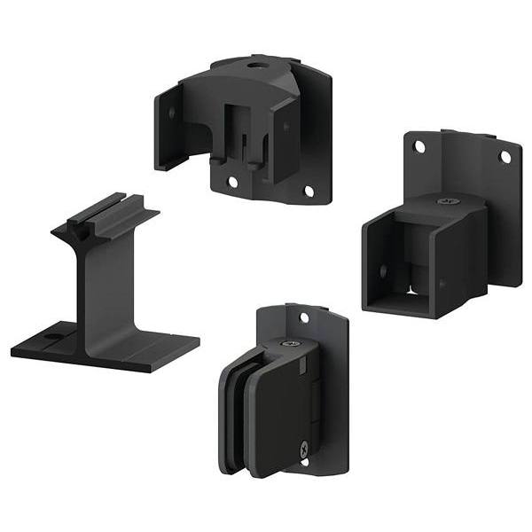 Peak 0.25 In. X 45 In. X 4 Ft. Aluminum Pool Fence Rail Glass Angle Bracket Kit (Black)
