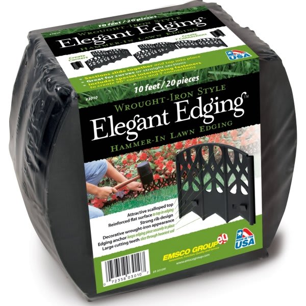 Emsco 10' Hammer-In Wrought-Iron Style Resin Elegant Edging™ - Black