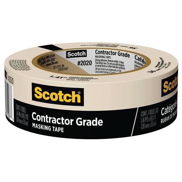 3M 1.41 In. X 60.1 Yds. Multi-Surface Contractor Grid Masking Tape, Tan 4 Rolls