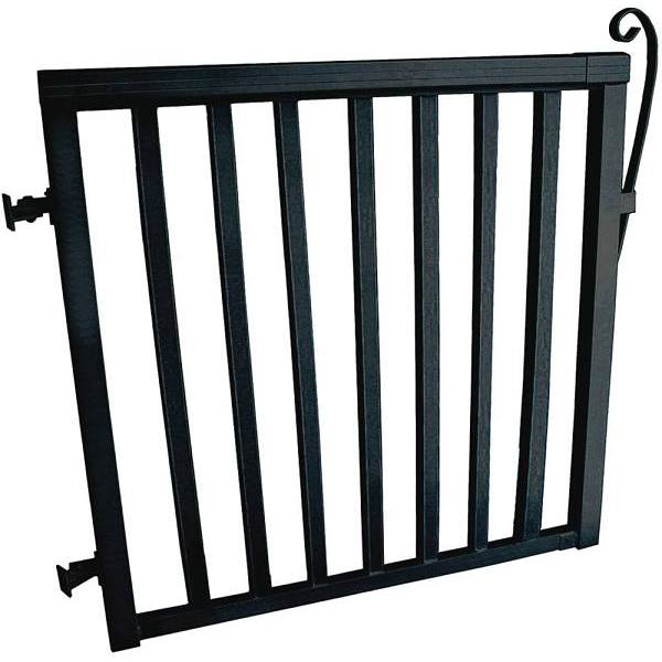 Peak 42 " X 40 " Black Aluminum Deck Railing Wide Picket Gate