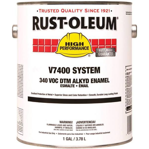Rust-Oleum 1 Gal. V7400 340 VOC Hi Gloss White Interior And Exterior Alkyd Enamel Paint Package Of 2