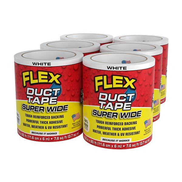 Flex Seal Duct Tape, White, 4.6" X 20', Case Of 6