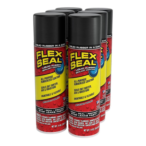 Flex Seal Liquid Rubber Sealant Spray Coating, Black, 14 Oz. Aerosol, Case Of 6