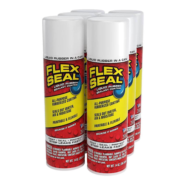 Flex Seal Liquid Rubber Sealant Spray Coating, White, 14 Oz. Aerosol, Case Of 6