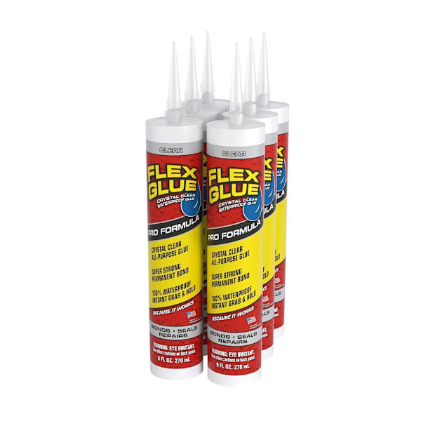 Flex Seal Pro-Formula Rubberized Waterproof Adhesive, Clear, 9 Oz., Case Of 6