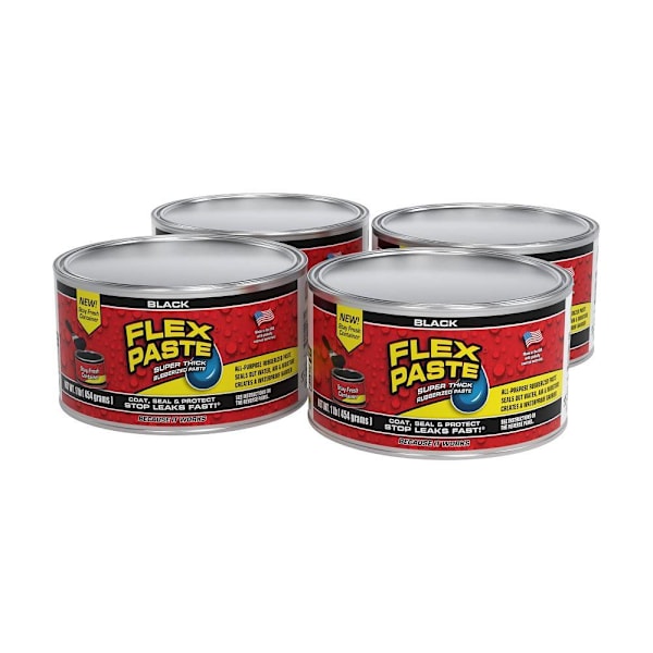 Flex Seal Flexible Watertight Multipurpose Sealant, Black, 1 Lb Paste, Case Of 4
