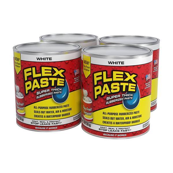 Flex Seal Flexible Watertight Multipurpose Sealant, White, 3 Lb Paste, Case Of 4