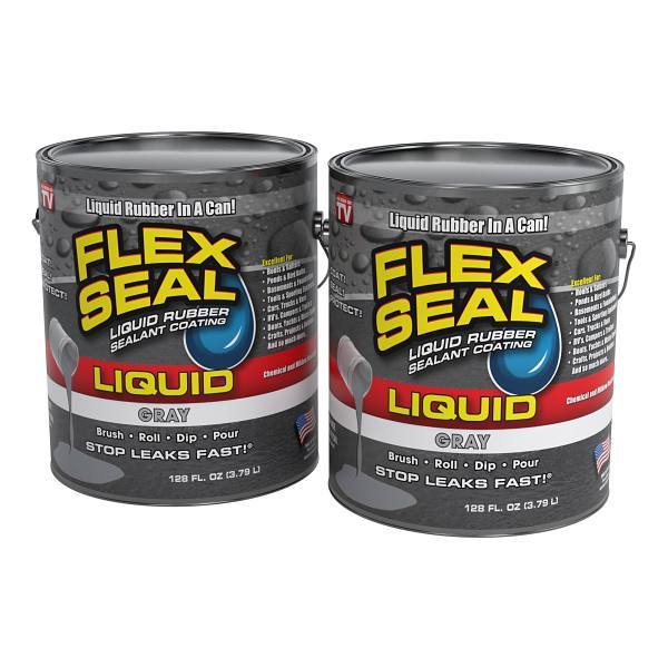Flex Seal Liquid Rubber Sealant Coating, Satin Gray, 1 Gallon, Case Of 2