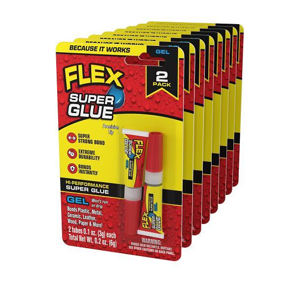 Flex Seal Super Glue Gel 2-Pack Tubes - Case Of 8