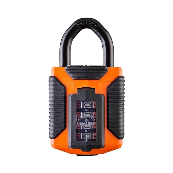 Squire Locks All Terrain Combination Padlock, 4 Wheel, Open Shackle, Orange