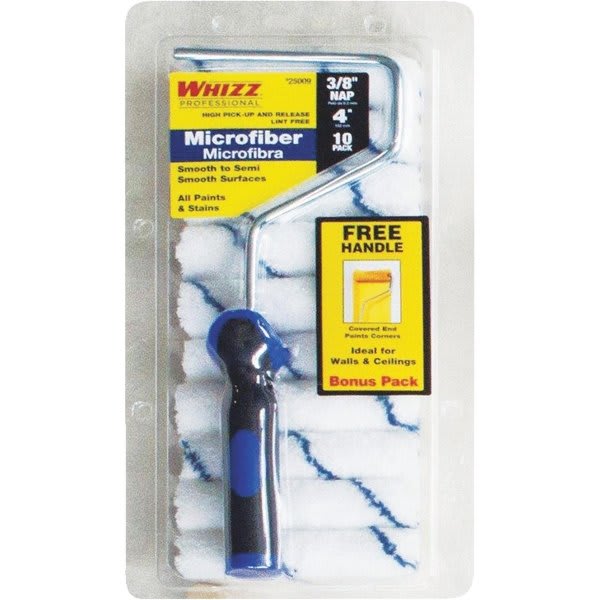 Whizz 25009 4" Xtrasorb Microfiber 3/8" Nap Mini Roller, Package Of 10