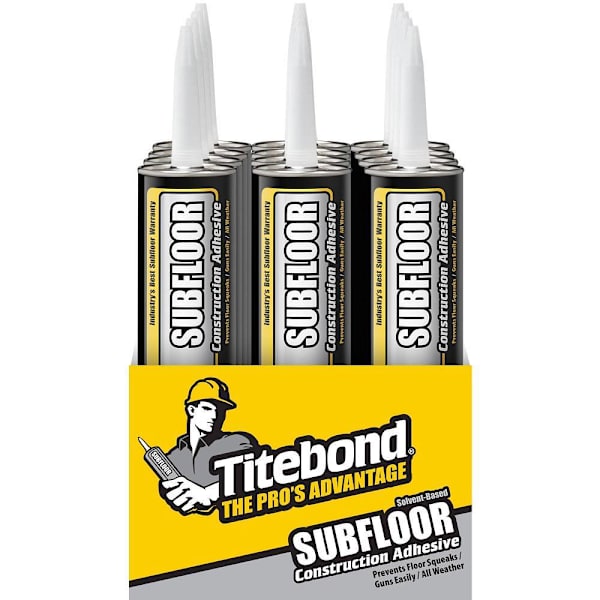 Titebond Subfloor Construction Adhesive, 10 Oz. Cartridge, Package Of 12