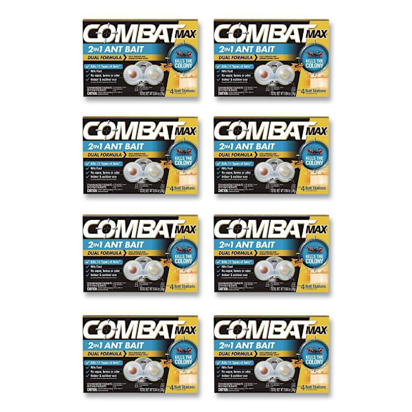 Combat Max 2-In-1 Ant Bait, 4/Pack, 8 Packs/Carton