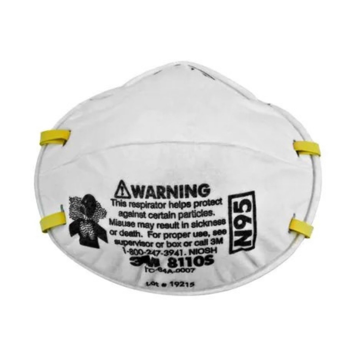 3M Particulate Respirator 8110S, N95 - Half Facepiece, Two fixed straps, Small
