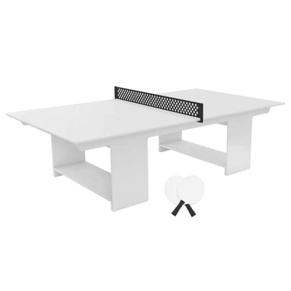 Ledge Lounger™ Table Tennis-White Table-Black Net-White Paddle-Black Accent