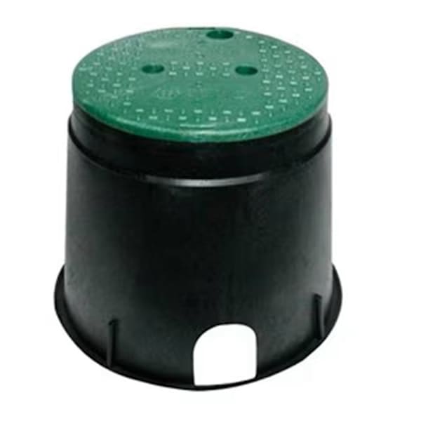 Dallas Speciality 10" Round Valve Box With Solid Green Lid Marked "Sewer"